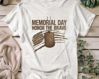 Patriotic USA Flag Dog Tag T-Shirt: Memorial Day Remembrance Tee