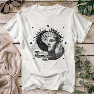 Surreal Sun Moon Mind T-Shirt: Vintage Psychedelic Art Tee