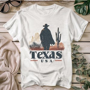 Texas USA Cowboy Western Desert T-Shirt – Vintage Rodeo Graphic Tee, Country Western Shirt for Men Women, Rustic Cowboy Gift Idea