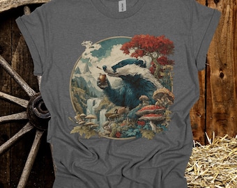 Wunderliches Dachs T-Shirt: Vintage Wald-Grafik-T-Shirt im Cottagecore-Stil
