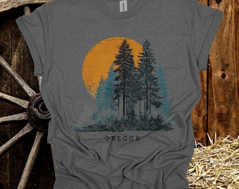Vintage Oregon T-Shirt: Retro Pine Tree Forest Graphic Tee