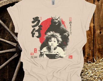 Vintage Japanese Ramen Monster T-Shirt | Anime Noodle Demon Retro