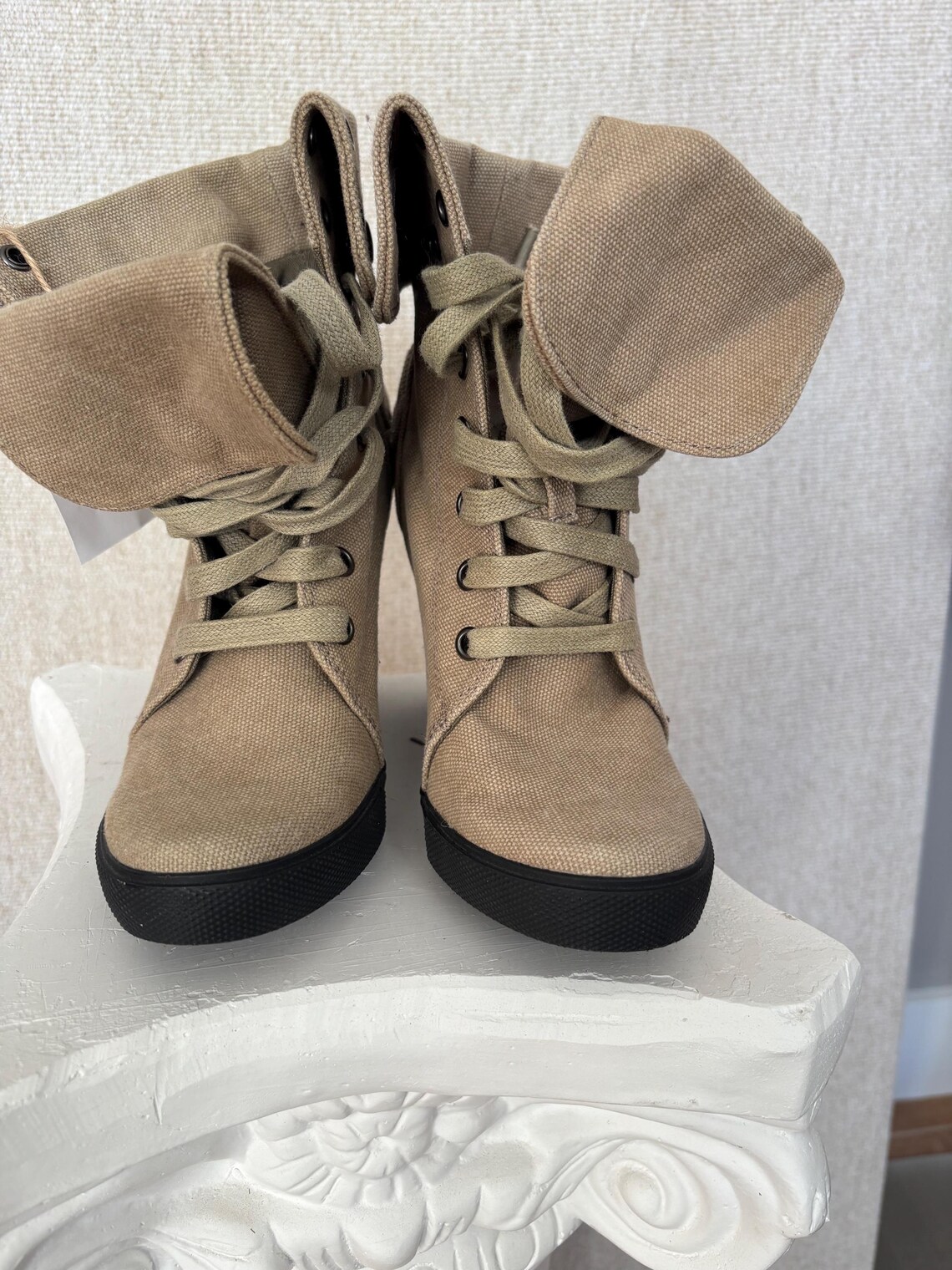 Aldo Women's Linen Khaki Combat Boots - Etsy