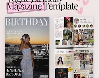 Vogue Birthday Magazine Template | Bestfriend Birthday Magazine Template | Personalised Birthday Gift Canva Template