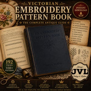 Victorian Embroidery Patterns PDF | 192 Antique Pages | Historic Needlework | Digital Download