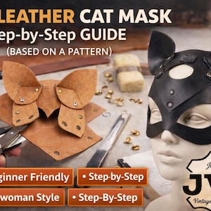 3D Cat Mask Leather Pattern PDF, DIY Catwoman Style Mask Template, Beginner Friendly Riveted Mask Build Guide, Printable Craft Pattern