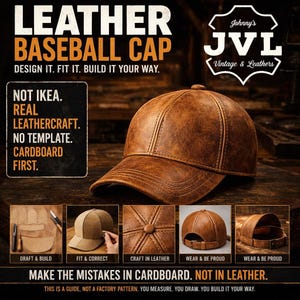 Leather Baseball Cap Guide PDF, No Template Included, Six Panel Cap DIY, Measure & Make Your Own Hat, Real Leathercraft