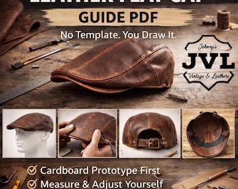 Leather Flat Cap Guide PDF, No Template, Duckbill Hat DIY, Make Your Own Adjustable Cap, Real Leathercraft Tutorial