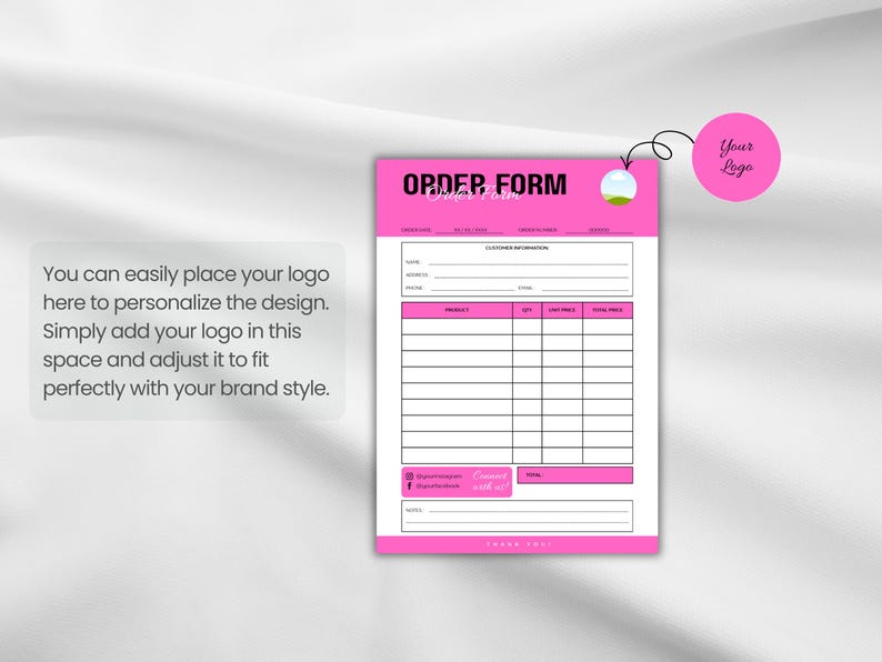 Small Business Order Form Template | Editable Invoice, Client Order ...