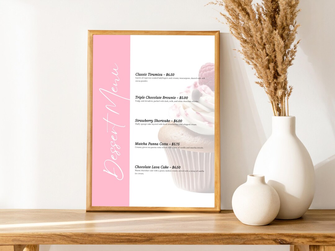 Editable Dessert Menu Template | Bakery Menu Board | Cupcake Price List ...