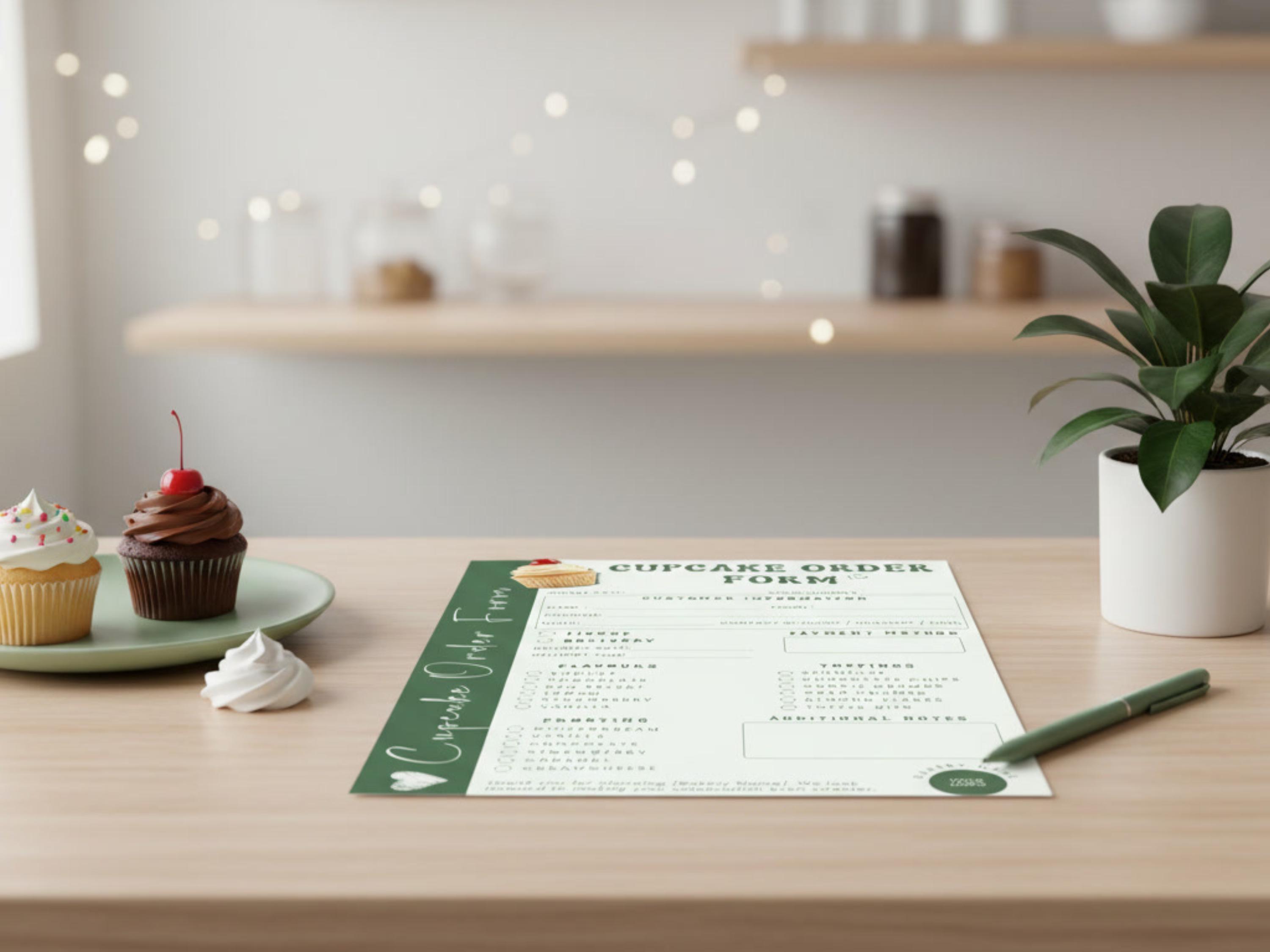 Editable Cupcake Order Form Template | Bakery & Cupcake Business Form ...