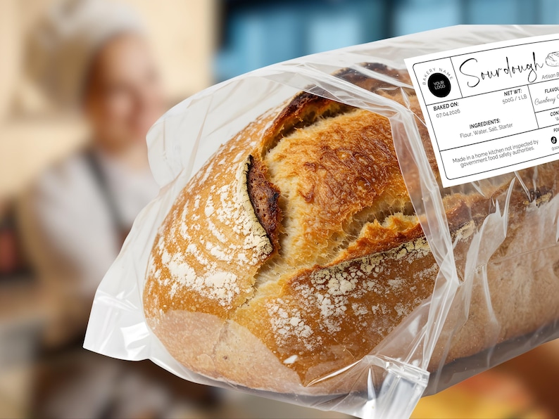 Editable Sourdough Label | Bread Packaging Sticker Template | Minimal ...