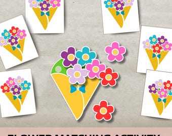 Flower Matching Game | Fine Motor Skills Activity for Toddlers | Montessori Preschool Pattern Game | Mother’s Day Craft - Kindy activity