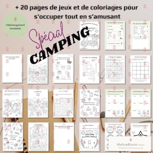 Printable Activity Booklet – Summer Vacation Workbook for Kids, Kids Camping, Games, Coloring, Badges, Souvenirs – PDF – 20 Pages