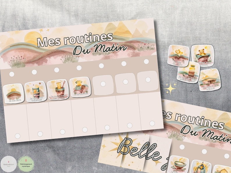 Morning Routine Printable Chart for Kids – Watercolor Visual Schedule ...