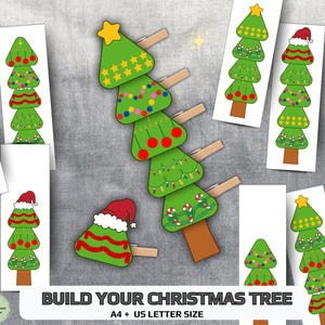 Weihnachtsbaumbau-Aktivität | Feinmotorik | Vorschulspiel | Montessori-Aktivität | Kreative Schneideaktivität