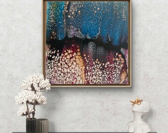 Abstract Acrylic Pour Painting: Geode-Inspired Textured Wall Art