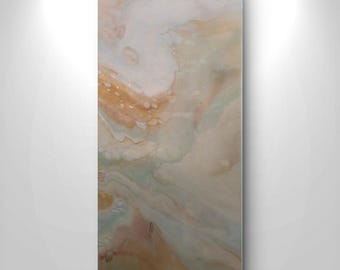 12x24"  Original Abstract Painting | Resin-Coated Fluid Art |  simplistic ethereal art |  minimalist design