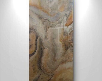 12x24"  Original Abstract Painting | Resin-Coated Fluid Art |  simplistic ethereal art |  minimalist design Cloud Ledger