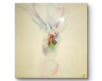 16x16" Original Abstract Painting on Gesso Board | Soft Ethereal Minimal Art