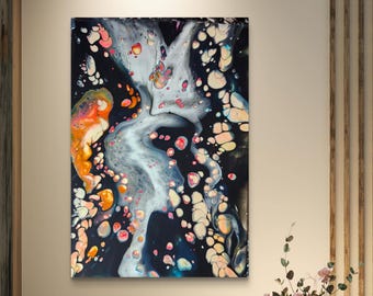 Resin Abstract Fluid Art: 11x14 Original Canvas Painting