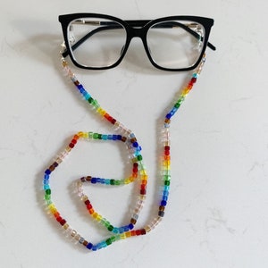 Beaded Eyeglasses Chain: Rainbow Face Mask Lanyard