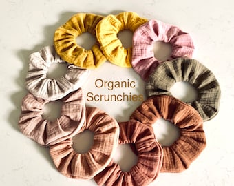Organic Muslin Scrunchies: Earth Tone Hair Accessories