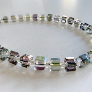 Correas de cristal para teléfono, pulseras, Charm AB, tono gris, cristales de cristal cuadrados de 8mm