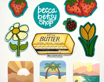 Sticker Decals Spring theme bundle for water bottles and electrical devices Hand drawn artoriginals by Beccabetsyshop