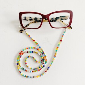 Beaded Eyeglasses Chain: Colorful Face Mask Lanyard, Handmade in USA