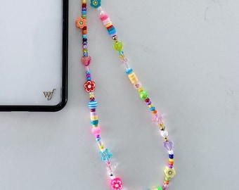 Y2K Beaded Phone Charm: Fun Colorful Girly Accessory