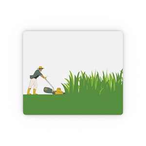 Funny Farmer Mouse Pad - Cartoon Lawn Mowing Giant Grass - Colorful Non-Slip Desk Accessory for Gardeners & Office