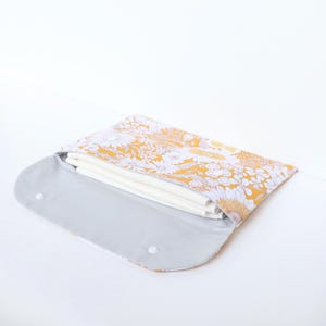Nappy Wallet – Diaper Clutch with Snap Closure | Cotton Fabric Baby Change Organiser - Orange Floral