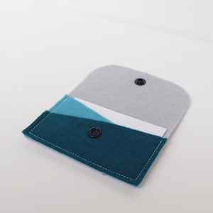 Mini Card Wallet – Holds Credit, Business & Gift Cards | Slim Card Holder Pouch - Grey, Blue and Navy Felt