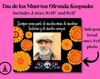 Day of the Dead Altar Photo Decor Día de los Muertos Ofrenda Keepsake Printable Art Memorial Photo Frame Marigold Skull Border Holiday Gift