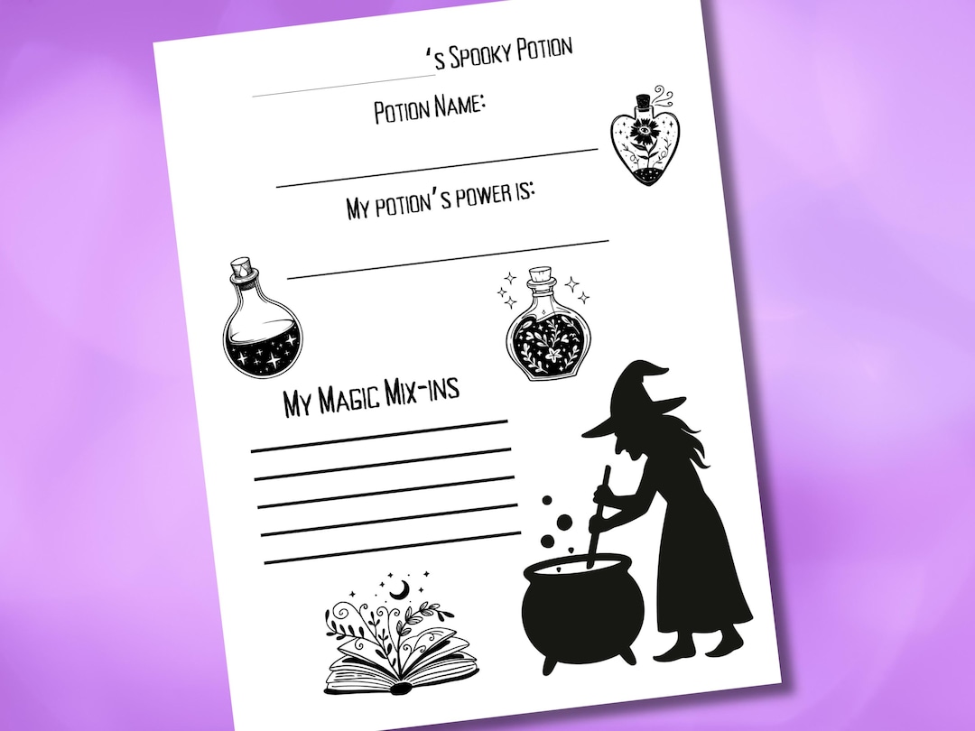 Potion Writing Potion Writing Worksheet for Kids Halloween Classroom Activity Fall ...