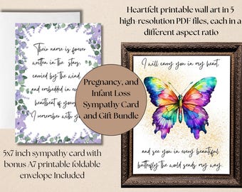 Pregnancy and Infant Loss Sympathy Card and Gift Bundle Miscarriage Gift Baby Loss Wall Art Printable Bereavement Gift Emotional Support
