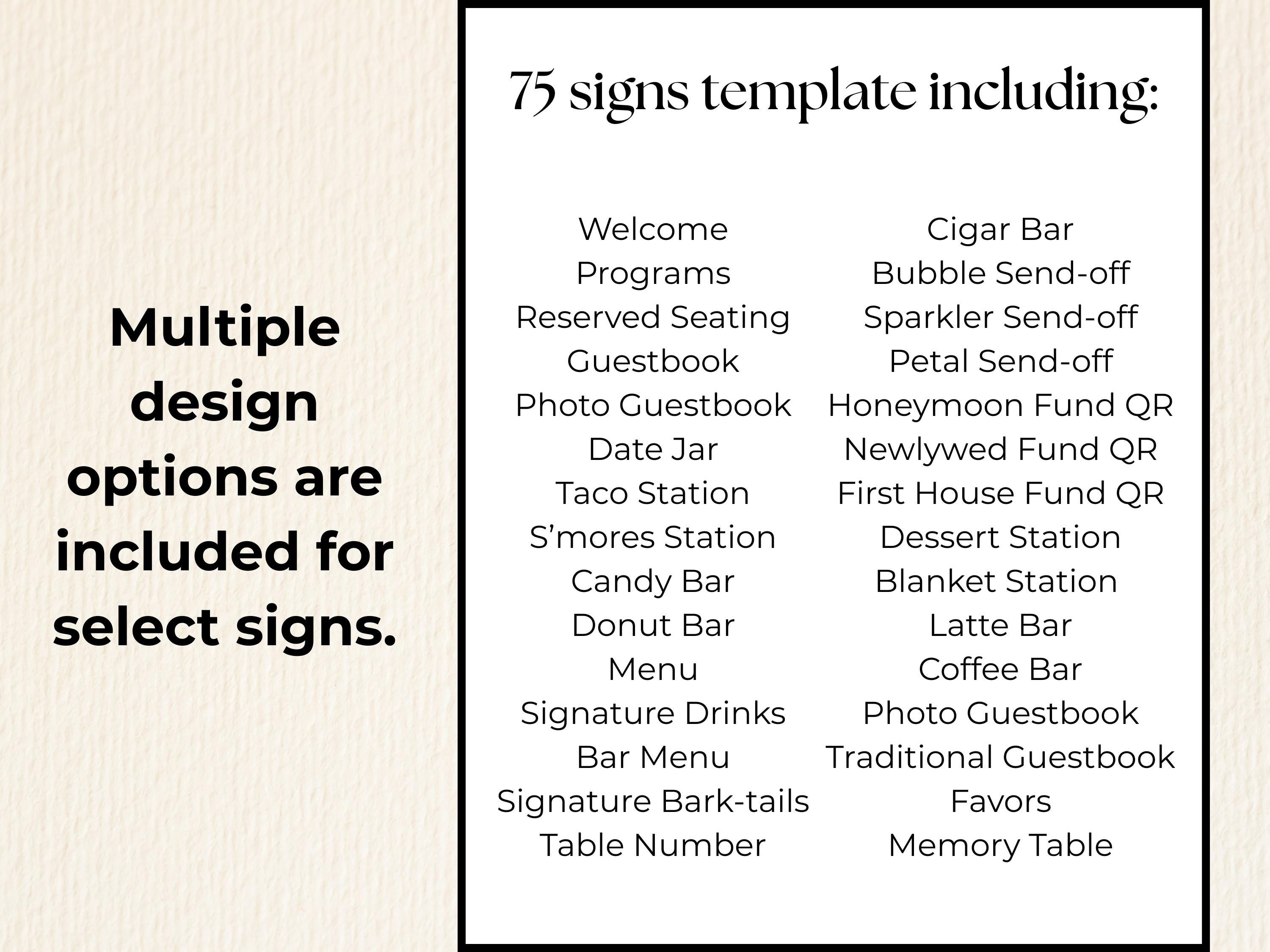 Editable Wedding Signs Customizable Templates Canva Pro DIY Wedding ...