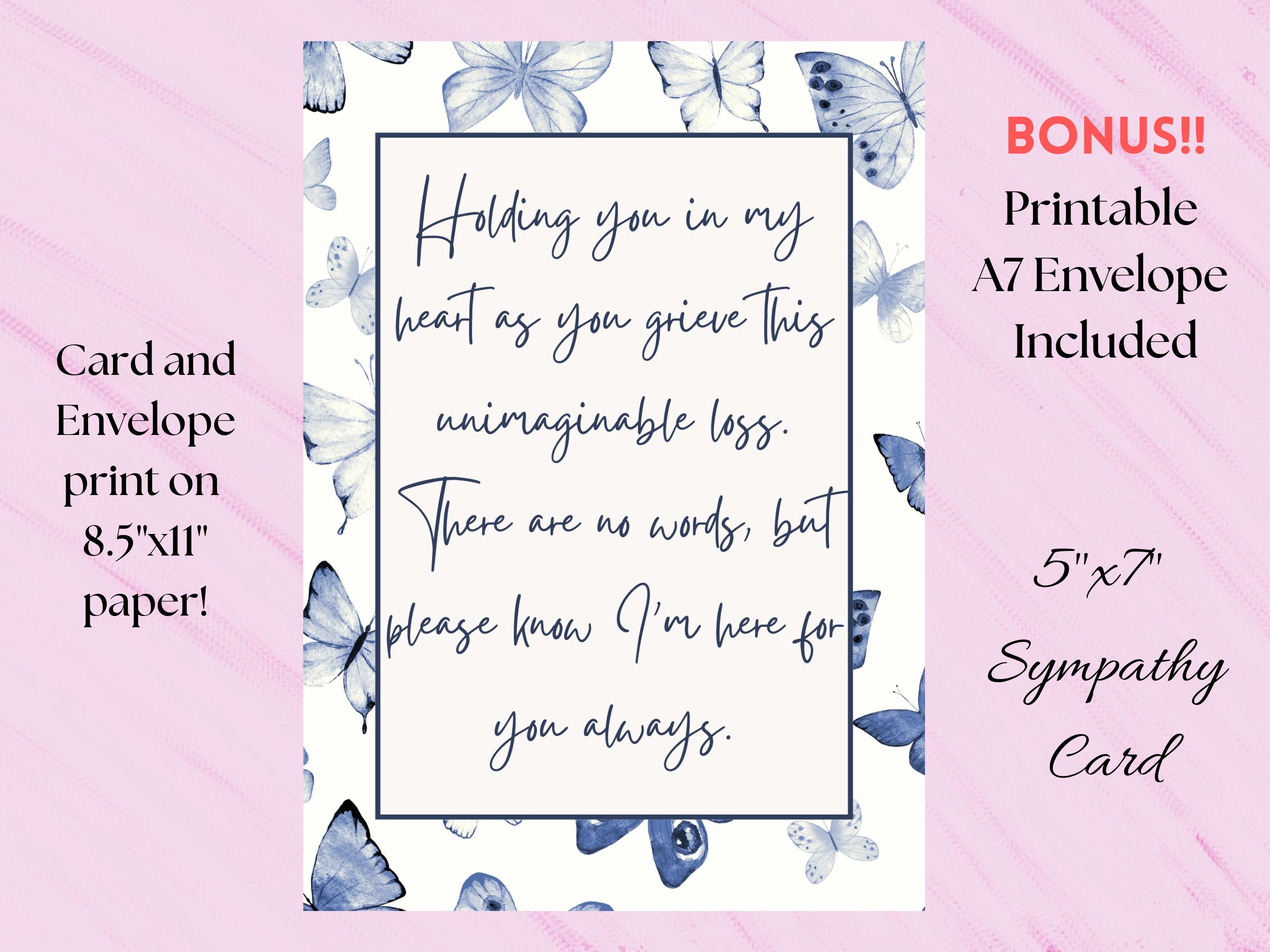 Sympathy Card Navy Blue Butterfly Border Grief Note Condolence Card  Sentiment Loss of Loved One Bonus Envelope Included Funeral Card PDF - Etsy, image size:3000x2250