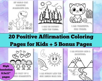 Positive Quotes Coloring Pages Kids Set of 25 Printable Mindfulness Classroom Worksheets for Growth Mindset Activities for Homeschool