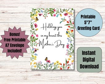Tarjeta de condolencias para el Día de la Madre: un hermoso diseño floral para recordar su pérdida. Un emotivo saludo para las madres en duelo.