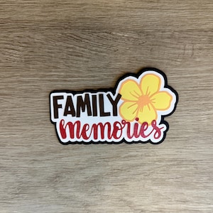 Family memories scrapbook embellishment, family scrapbooking title, premade scrapbook title, tropical scrapbook title, family title