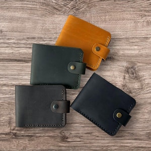 Portafoglio in pelle da uomo / Portafoglio minimalista bifold con scomparti per carte / Porta carte tascabile / Regalo rustico fatto a mano