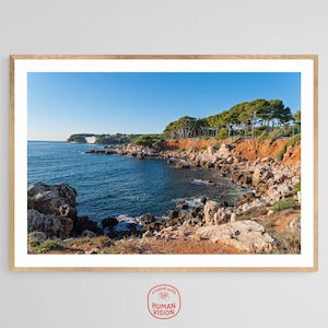 Arte mural con fotografía marina "Vista costera en Bandol, Var, Provenza, Francia" / Póster de viaje costero / Decoración para Airbnb / Regalo para viajeros