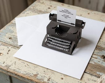 Personalised Typewriter Pop Up Card birthday wedding special occasion congratulations writing