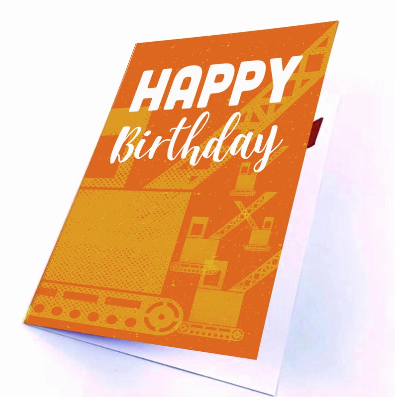 personalized crane popup card in orange and name of your choice image 4