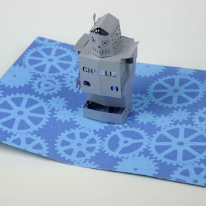Gepersonaliseerde robot pop-up verjaardagskaart
