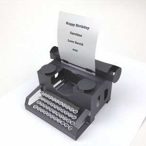 personalised, typewriter, popup card with keys image 1