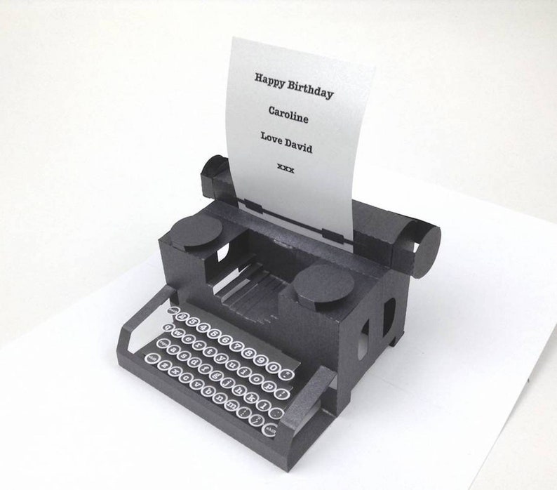 personalised, typewriter, popup card with keys image 1