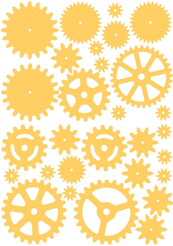 Items similar to vinyl cogs and gears decal A4 on Etsy